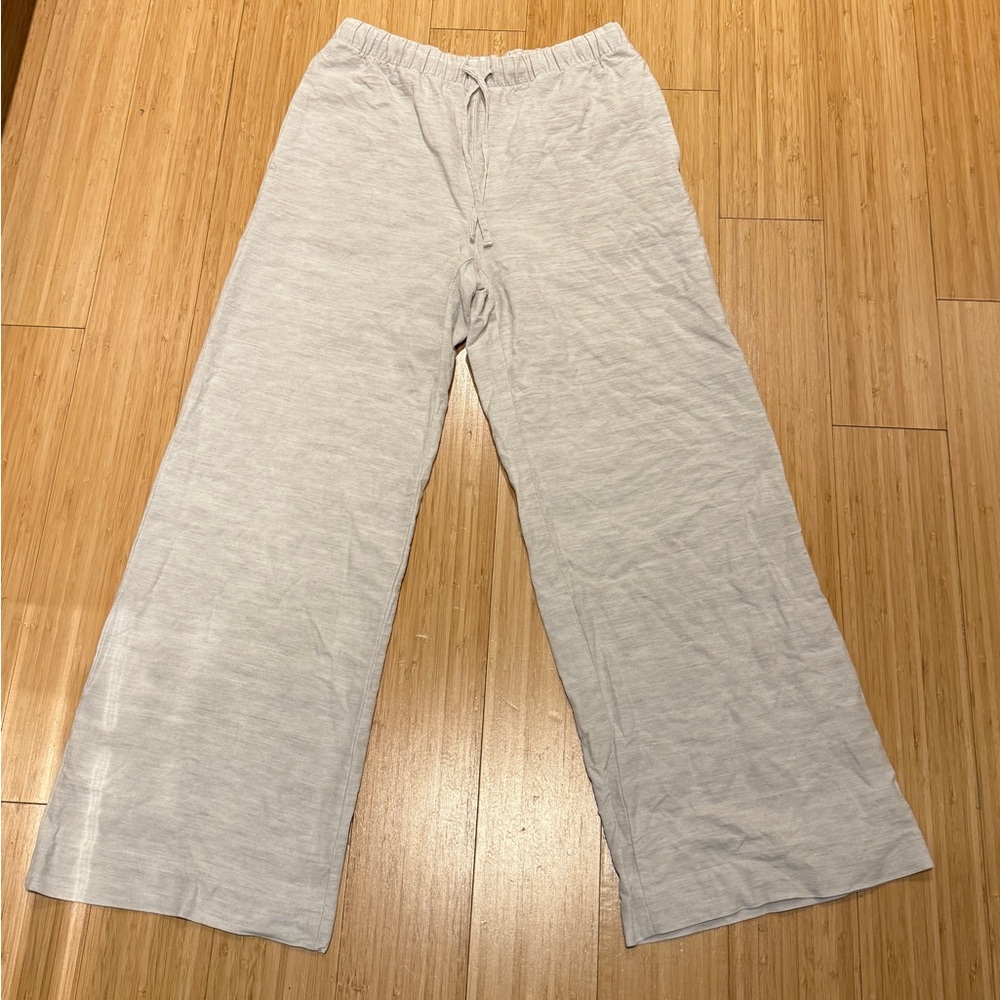 Wilfred Light Cream Tencel-Linen Wide-Leg Pants